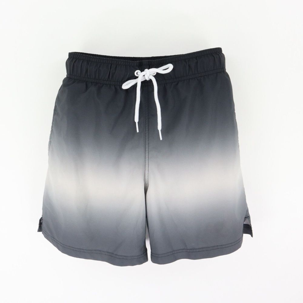 George Swim Trunks with Liner Mens S Gray Ombre Cotton Blend Drawstring Pockets